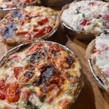 Tartas integrales | Jamón queso cherry y albahaca