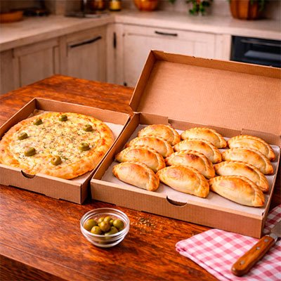 Promo: 12 Empanadas+ 1 Pizza Especial Jamón